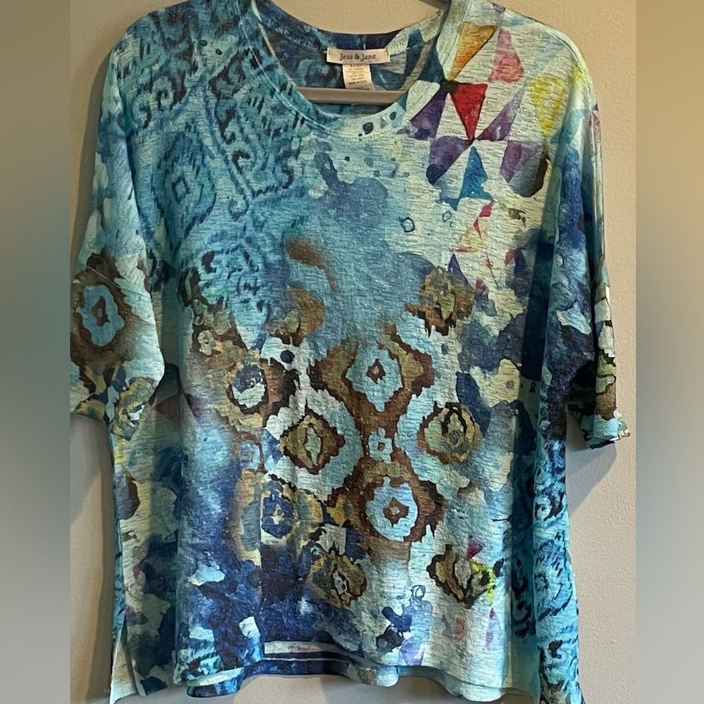 Jess & Jane Multi Color Sweater Top Size Medium
